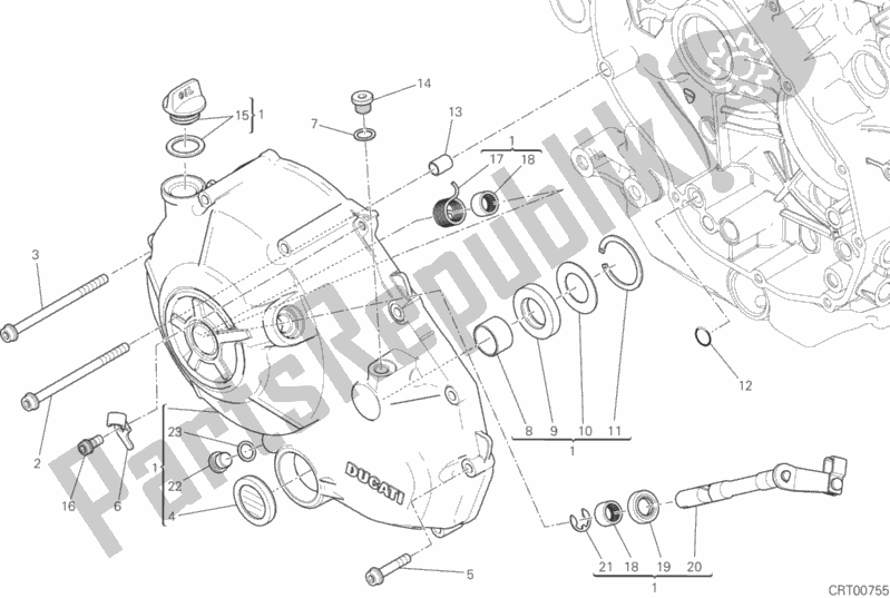 All parts for the Clutch Cover of the Ducati Monster 659 Australia 2019